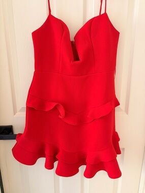 Red Ruffle Mini Dress - Women